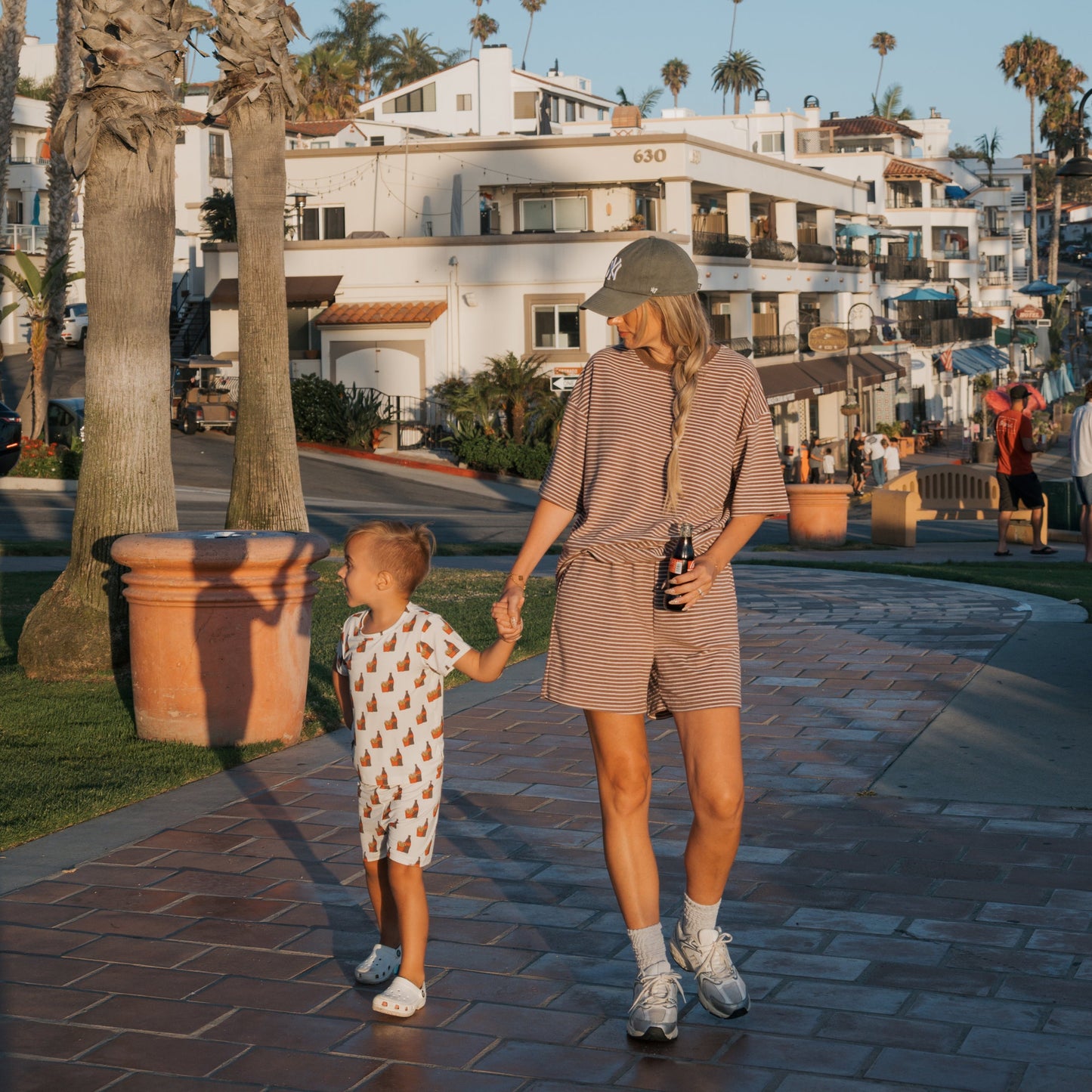 Women's Terry Short Set | Cola Stripe
