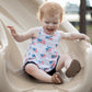 Flag Print Bamboo Peplum Top & Bike Shorts - Little Joy Co.