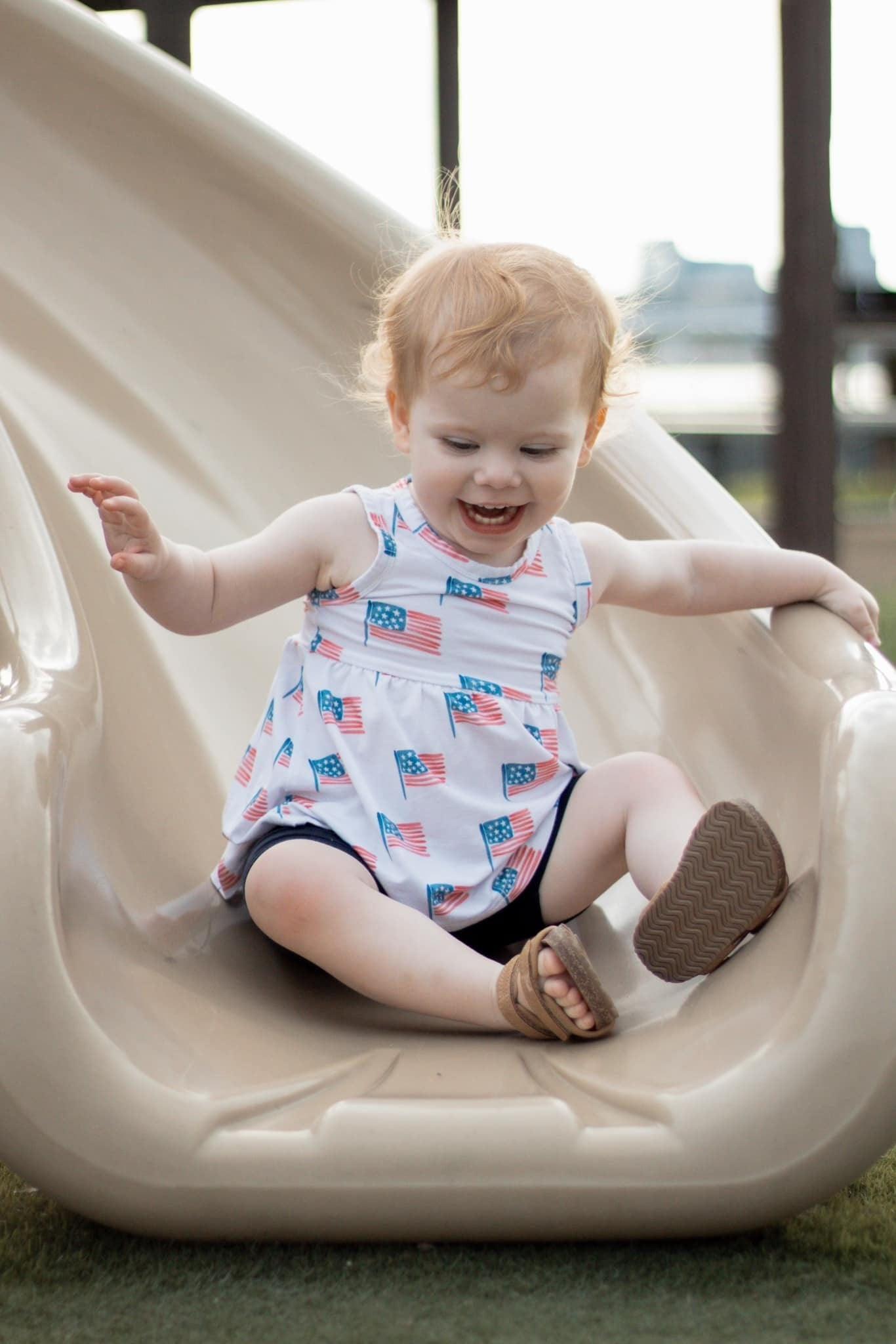 Flag Print Bamboo Peplum Top & Bike Shorts - Little Joy Co.