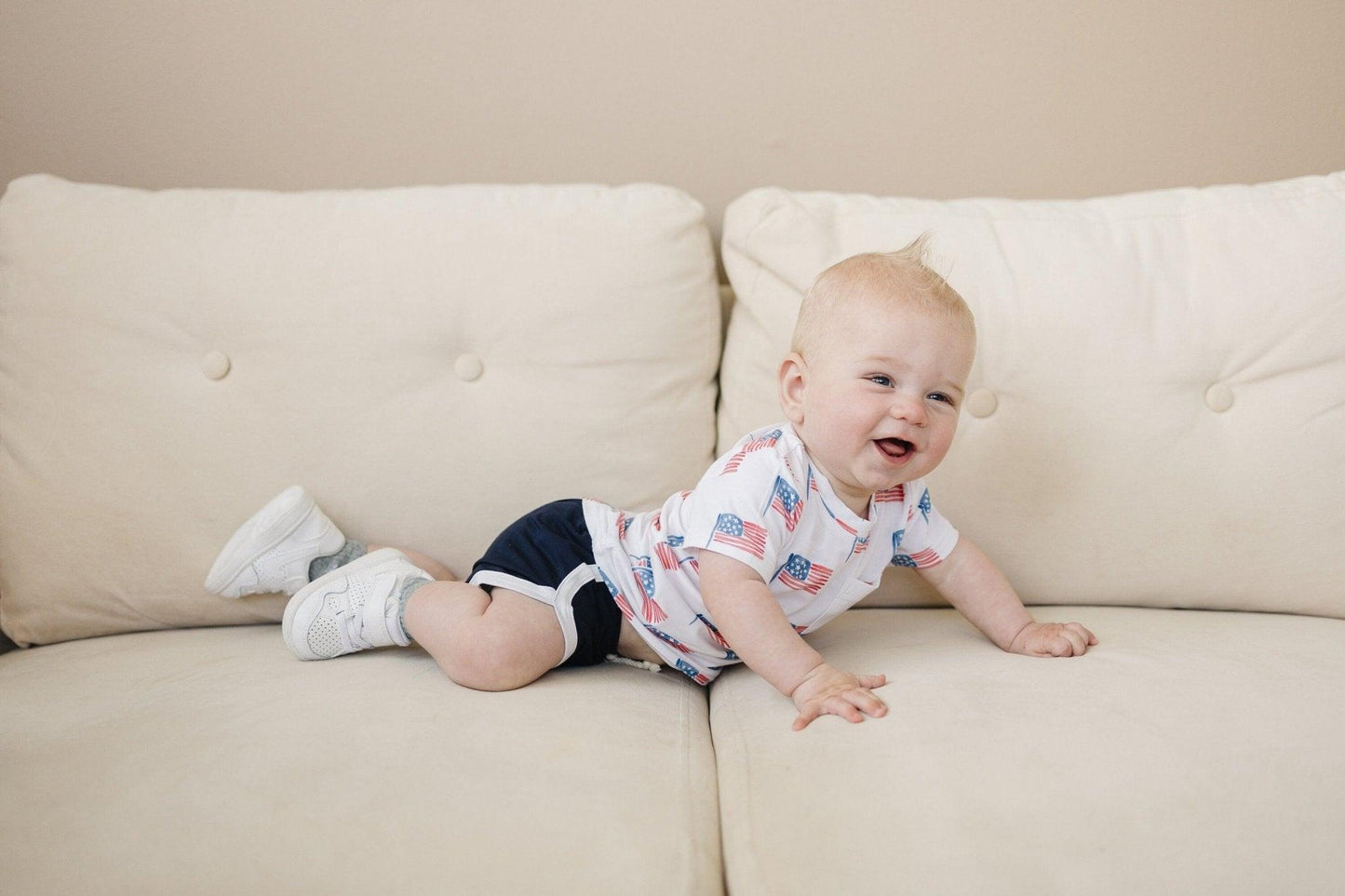 Flag Print Bamboo Pocket Tee & Shorts - Little Joy Co.