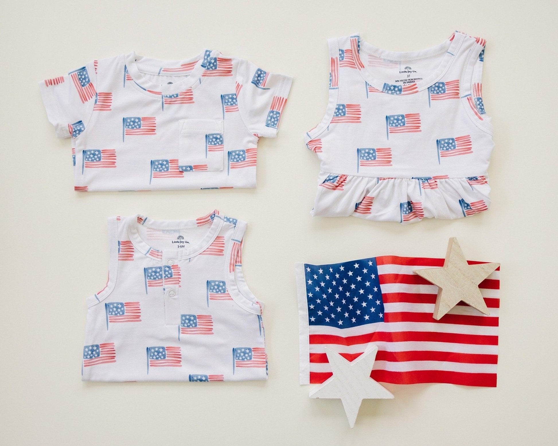 Flag Print Bamboo Pocket Tee & Shorts - Little Joy Co.