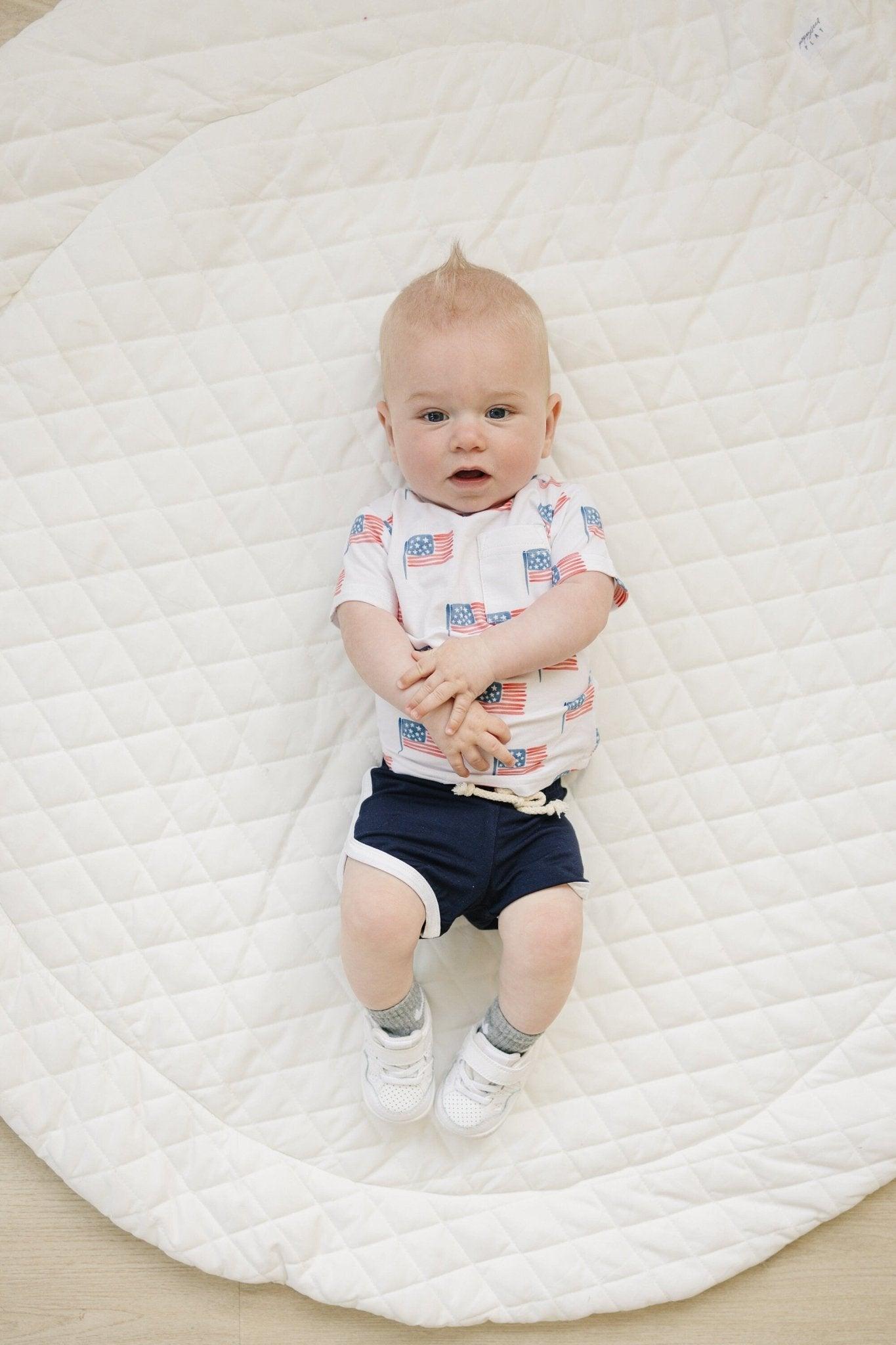 Flag Print Bamboo Pocket Tee & Shorts - Little Joy Co.