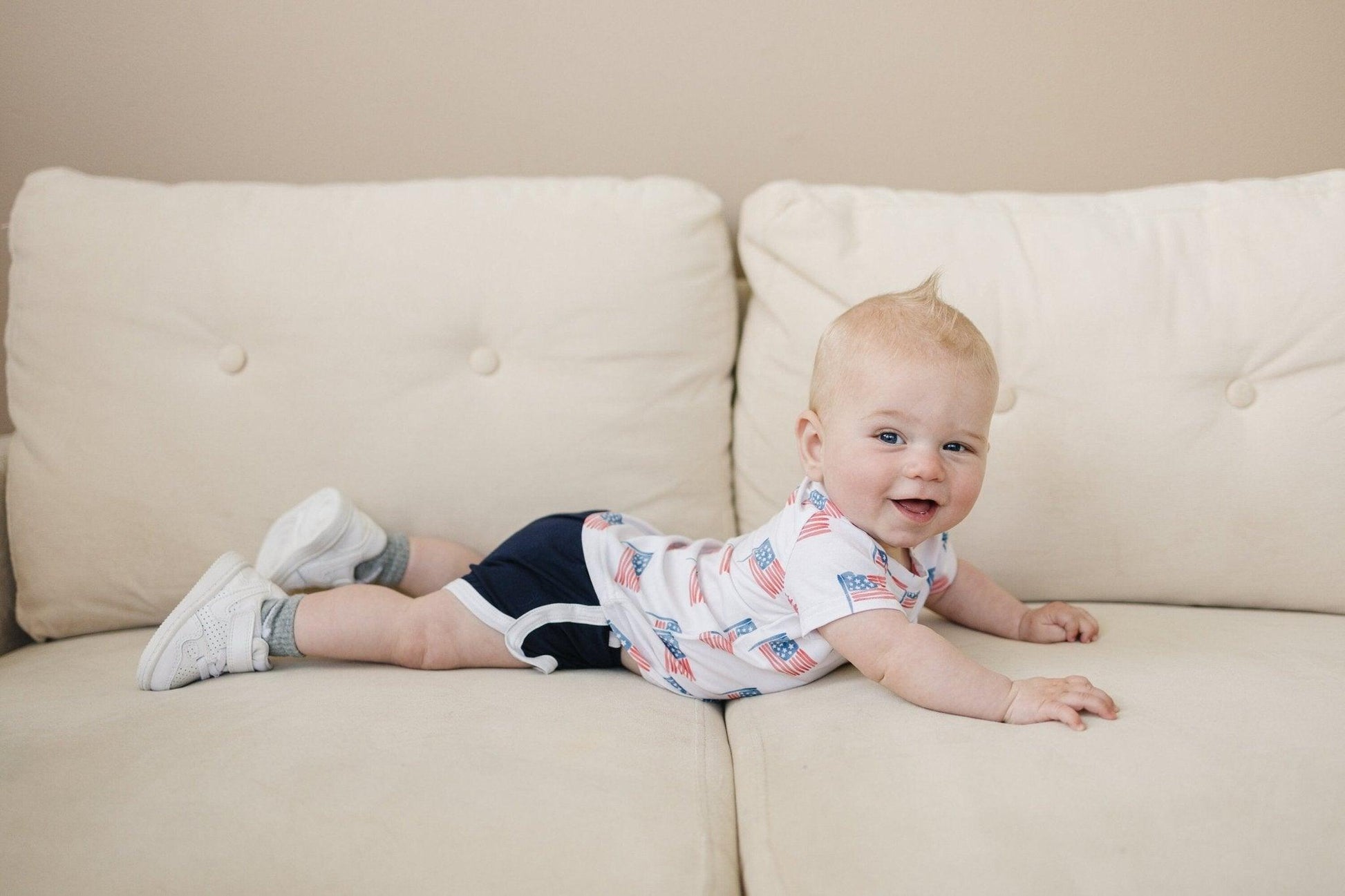 Flag Print Bamboo Pocket Tee & Shorts - Little Joy Co.