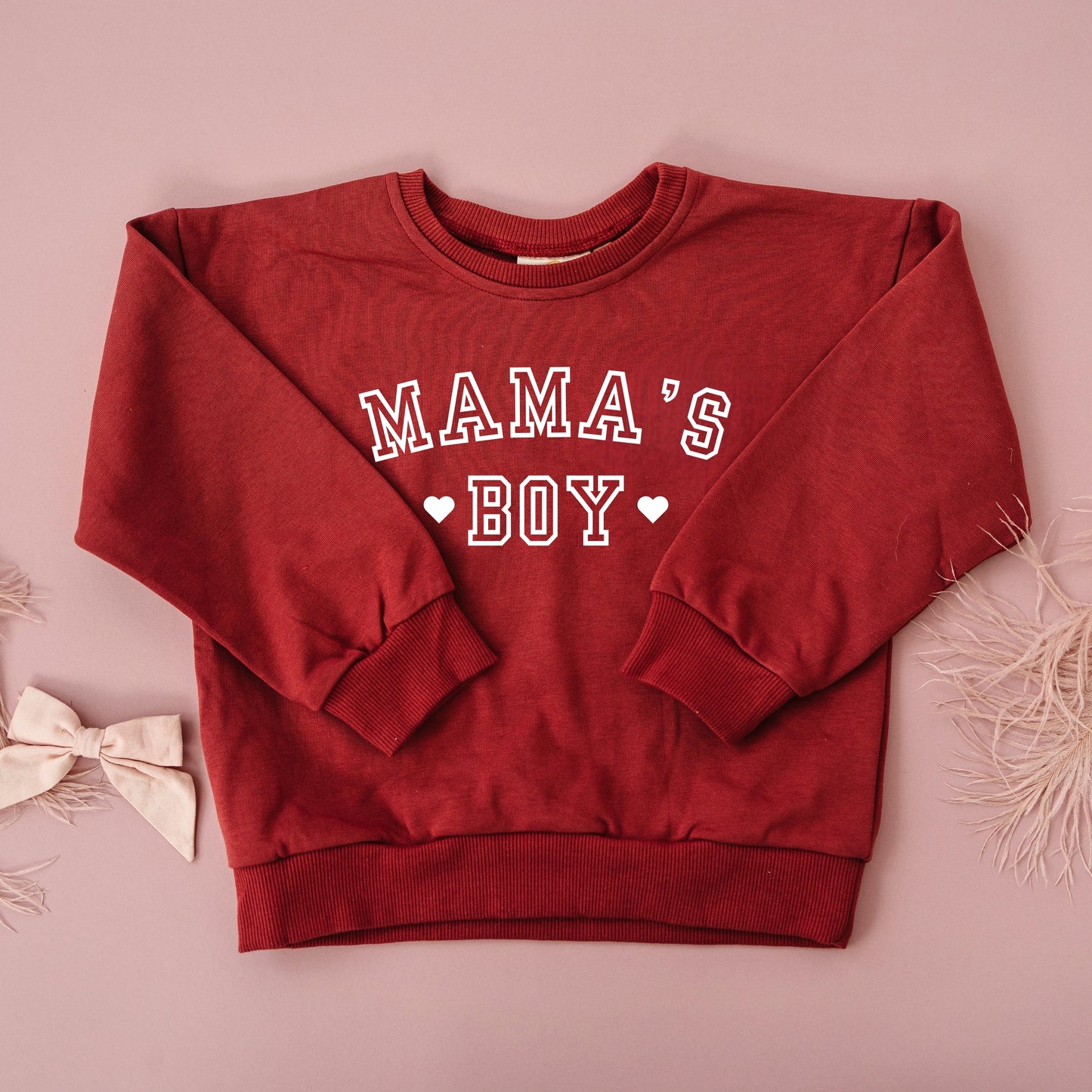 Valentine's Day Mama's Boy Crewneck Sweatshirt or Romper - Red or Cream