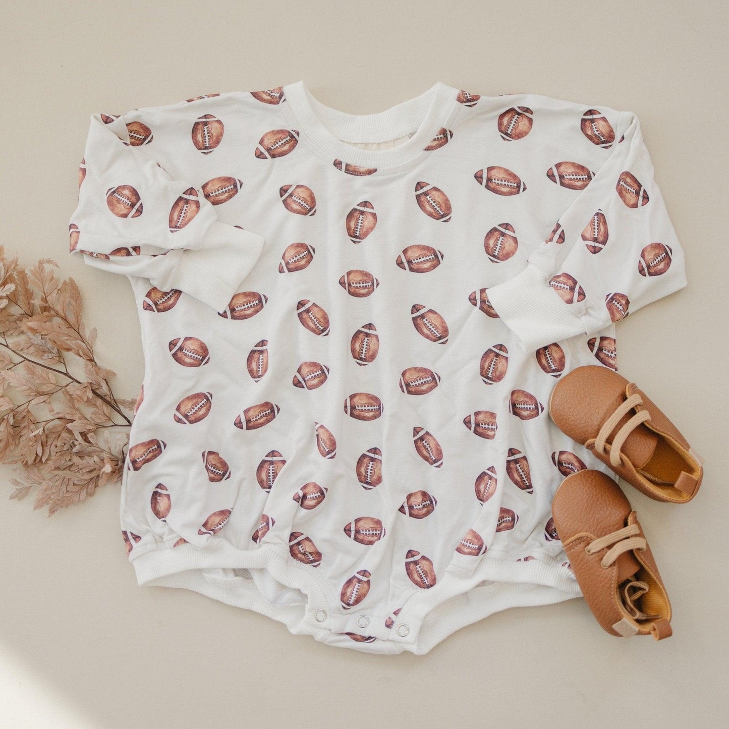 Football Print Bamboo Bubble Romper - Little Joy Co.