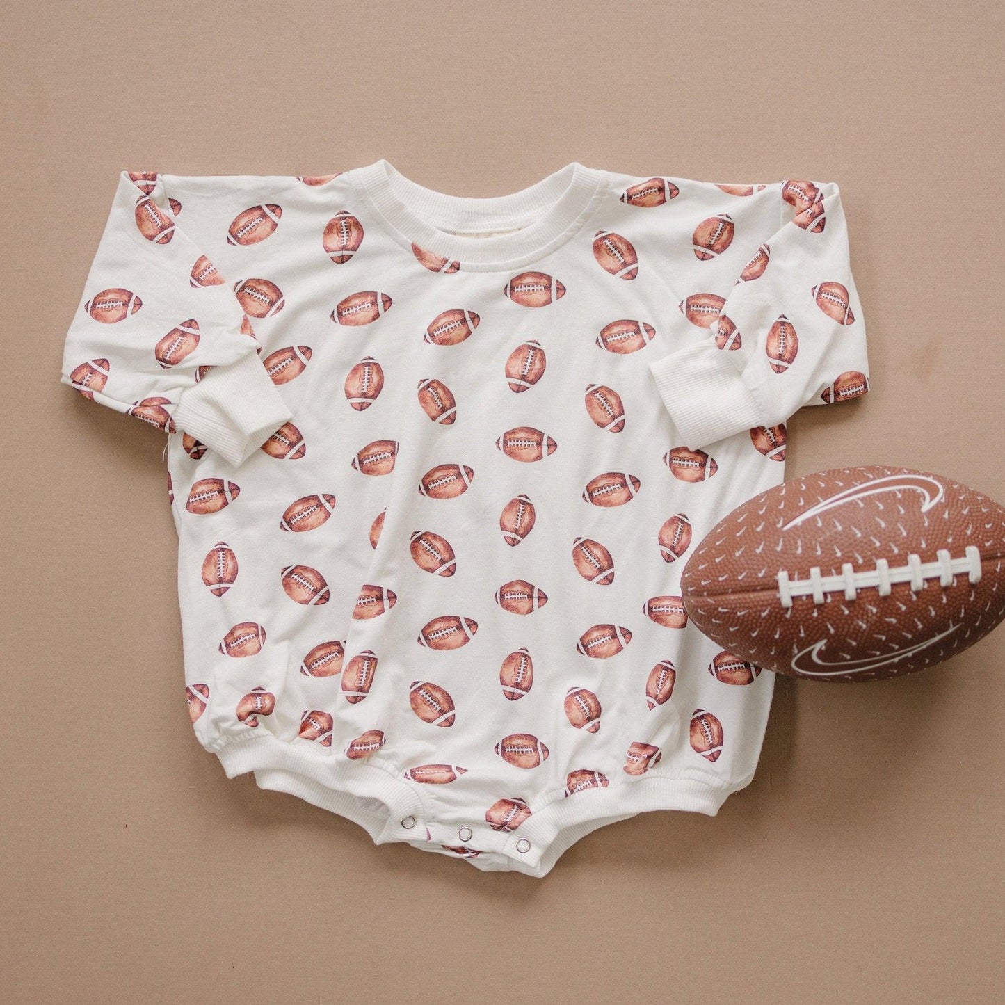 Football Print Bamboo Bubble Romper - Little Joy Co.