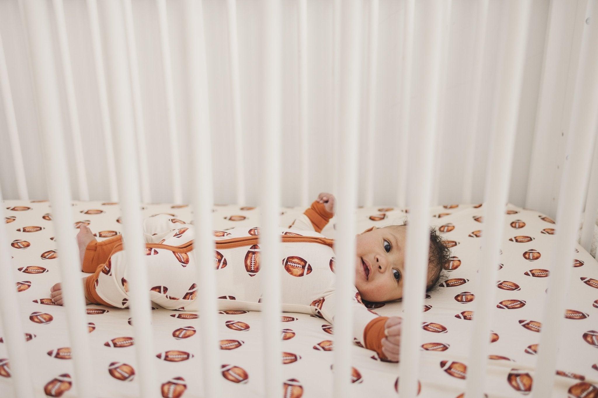 Football Print Bamboo Crib Sheet Little Joy Co