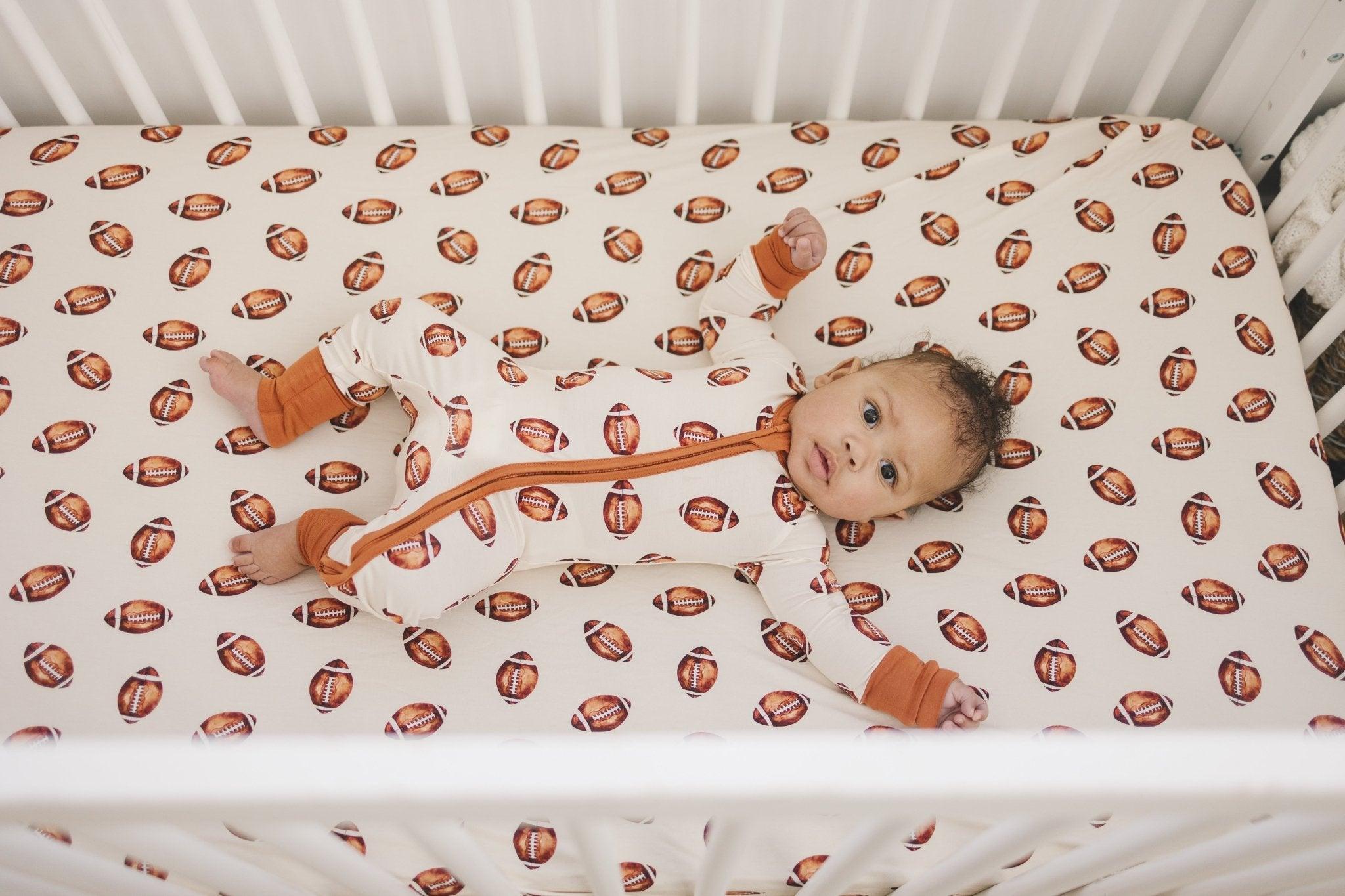 Football Print Bamboo Crib Sheet Little Joy Co