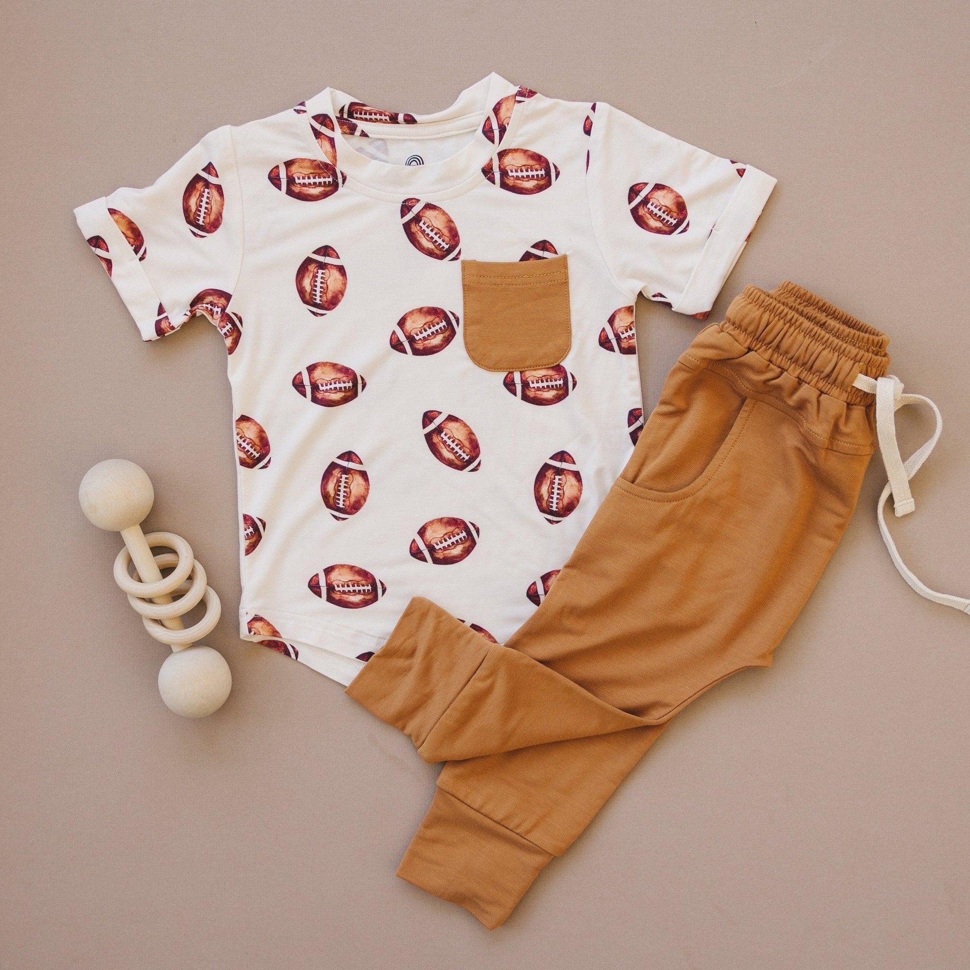 Football Print Bamboo Jogger Set - Little Joy Co.