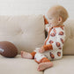 Football Print Bamboo Zippy Romper - Little Joy Co.