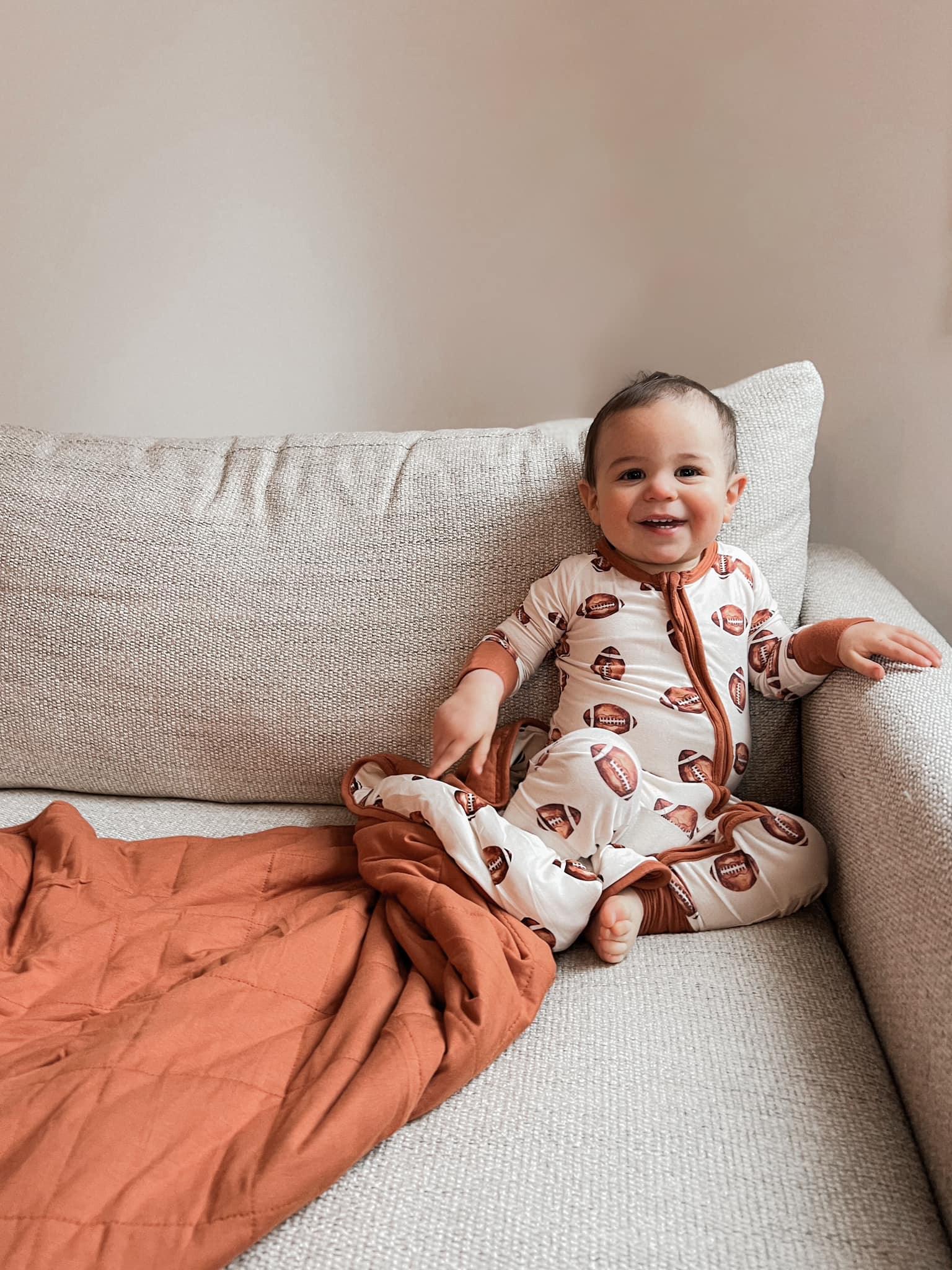 Football Print Quilted Bamboo Blanket - 1.0 Tog - Little Joy Co.