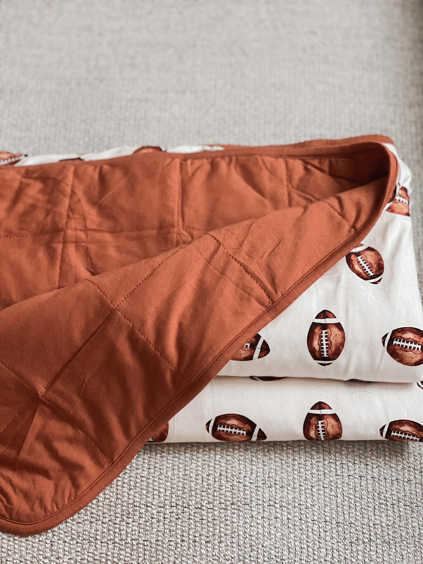 Football Print Quilted Bamboo Blanket - 1.0 Tog - Little Joy Co.