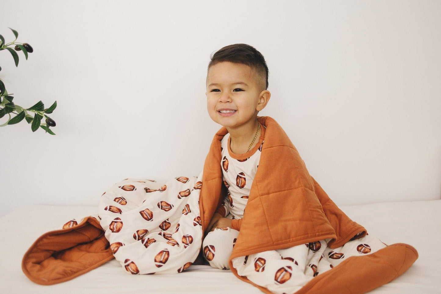 Football Print Quilted Bamboo Blanket - 1.0 Tog - Little Joy Co.