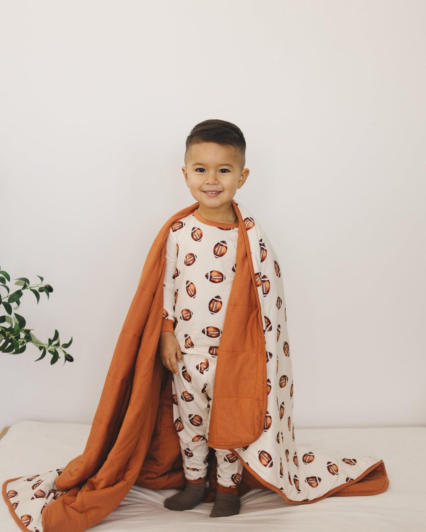 Football Print Quilted Bamboo Blanket - 1.0 Tog - Little Joy Co.