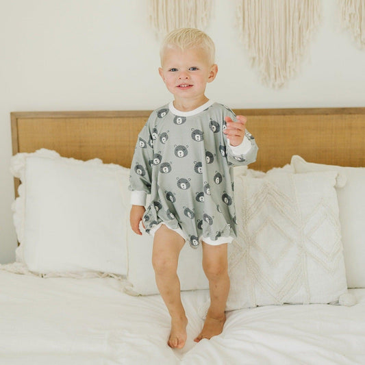 Green Bear Bamboo Bubble Romper - Little Joy Co.