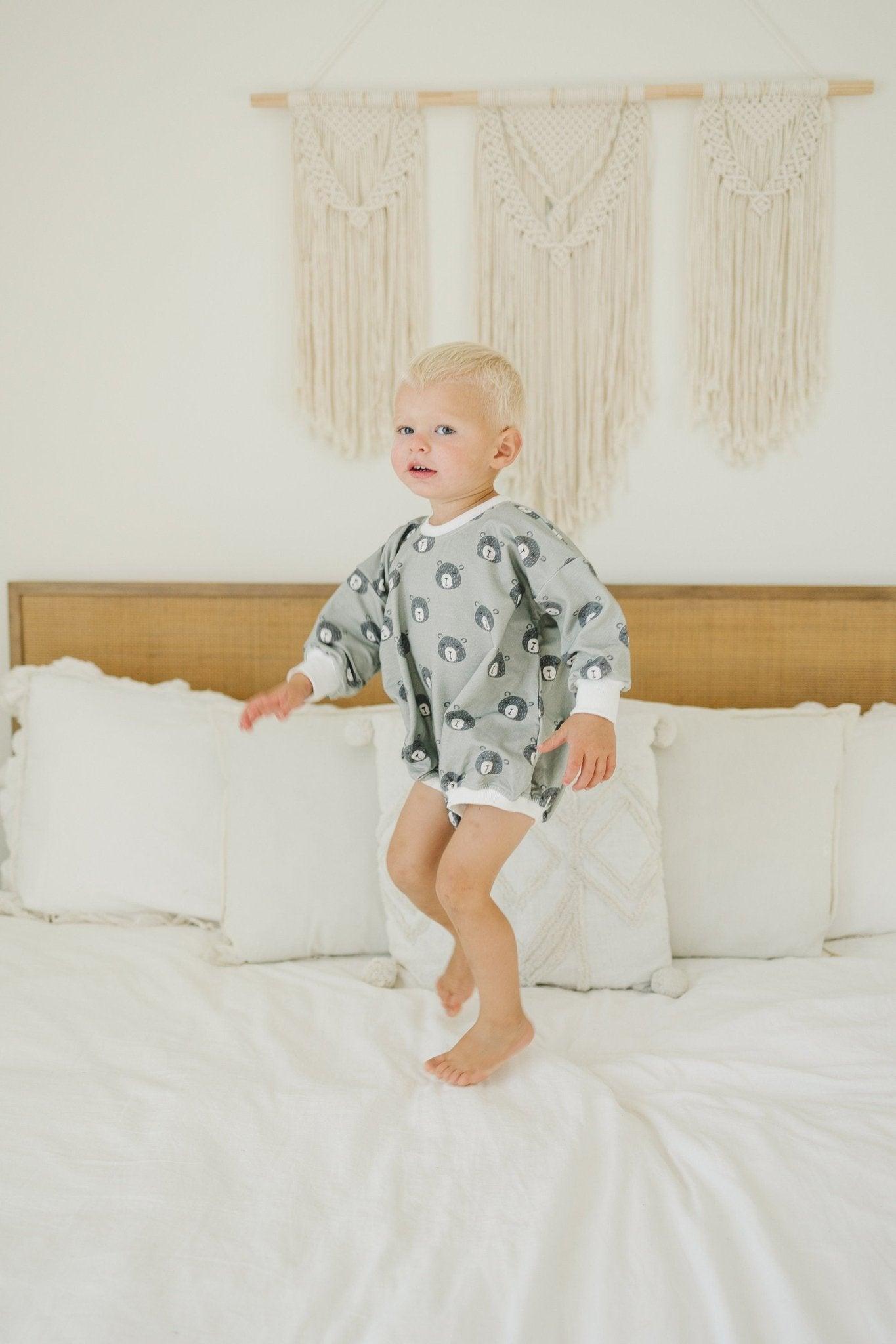 Green Bear Bamboo Bubble Romper - Little Joy Co.