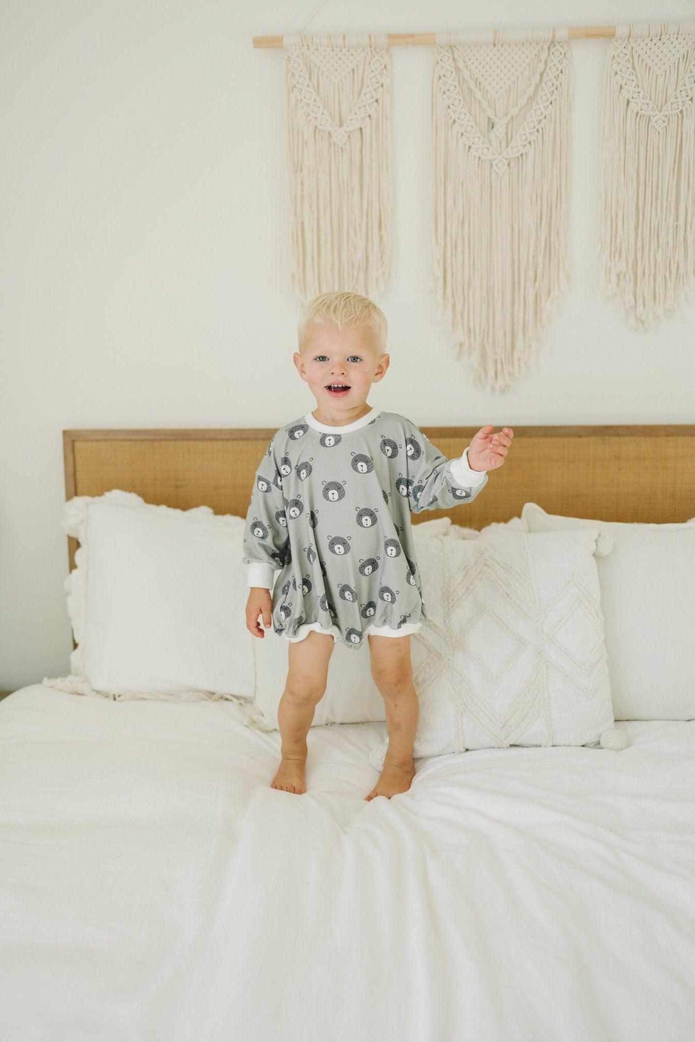 Green Bear Bamboo Bubble Romper - Little Joy Co.