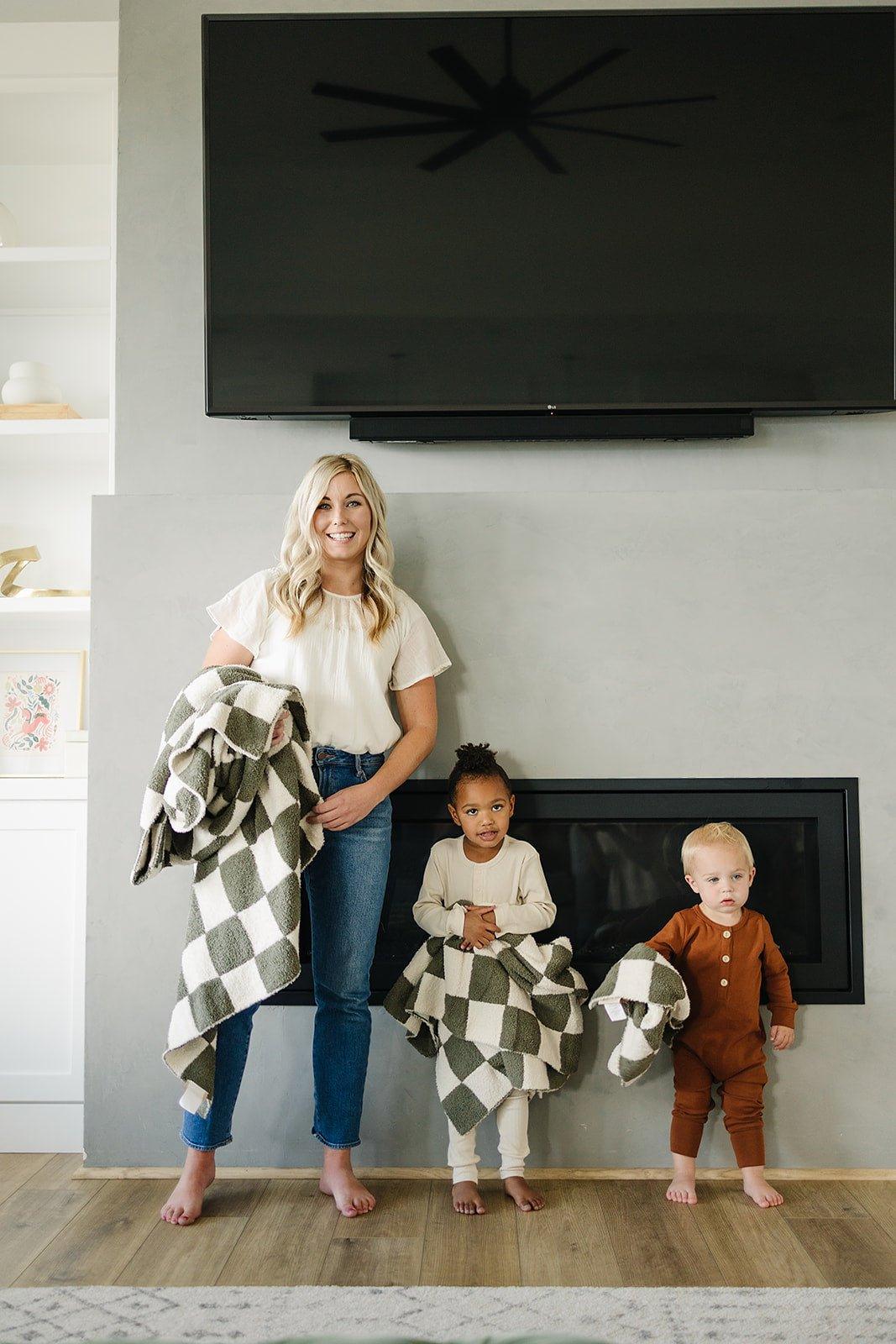 Green Checkered Plush Blanket - Little Joy Co.