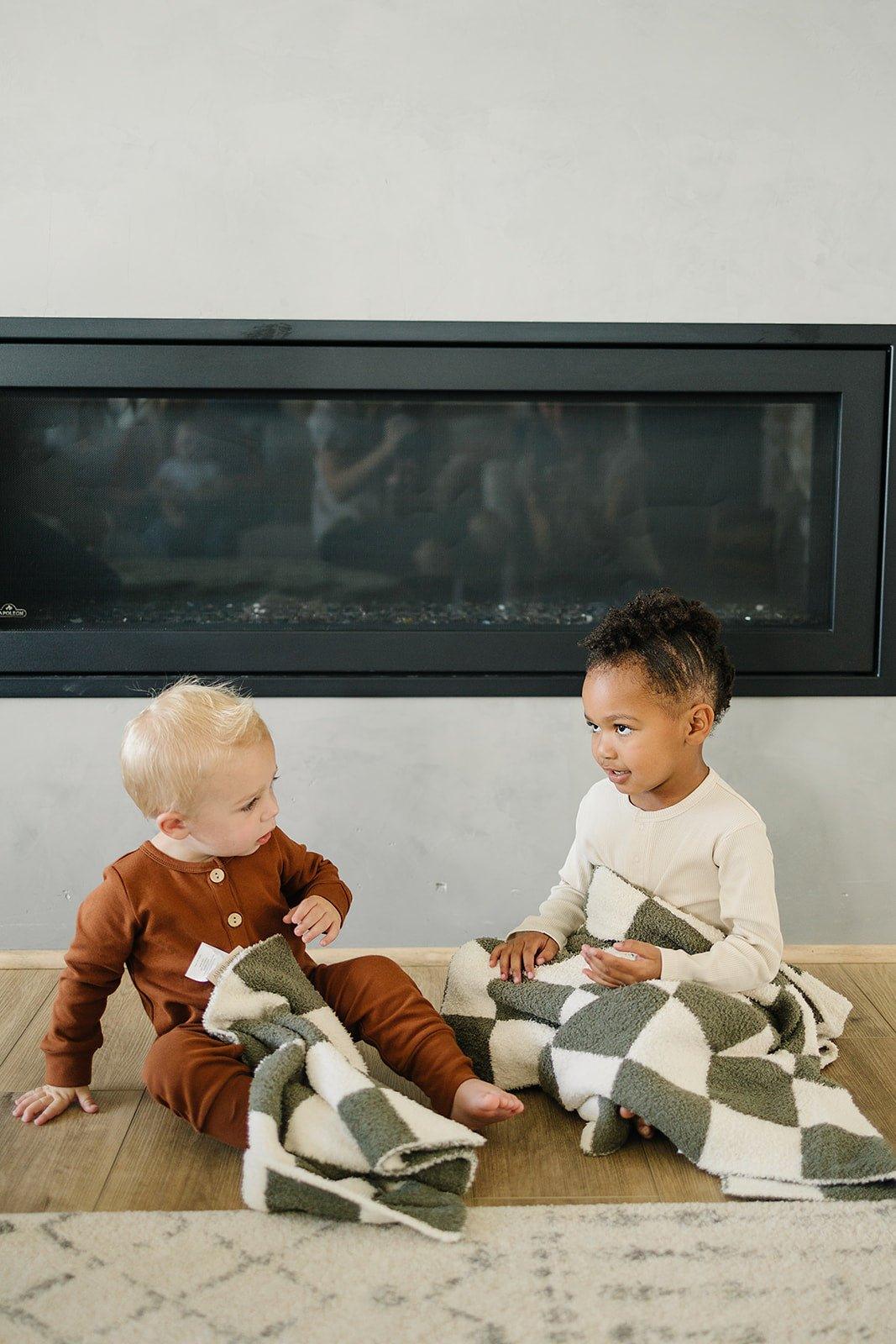 Green Checkered Plush Blanket - Little Joy Co.