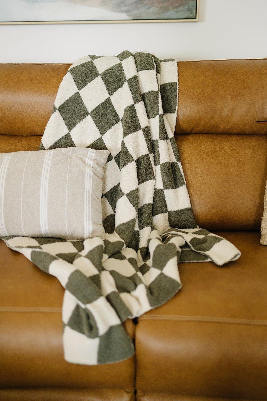 Green Checkered Plush Blanket - Little Joy Co.