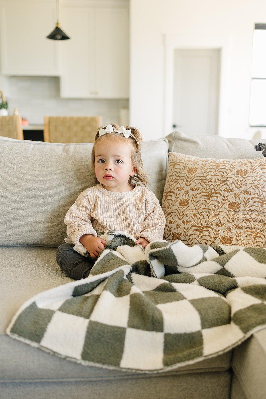 Green Checkered Plush Blanket - Little Joy Co.