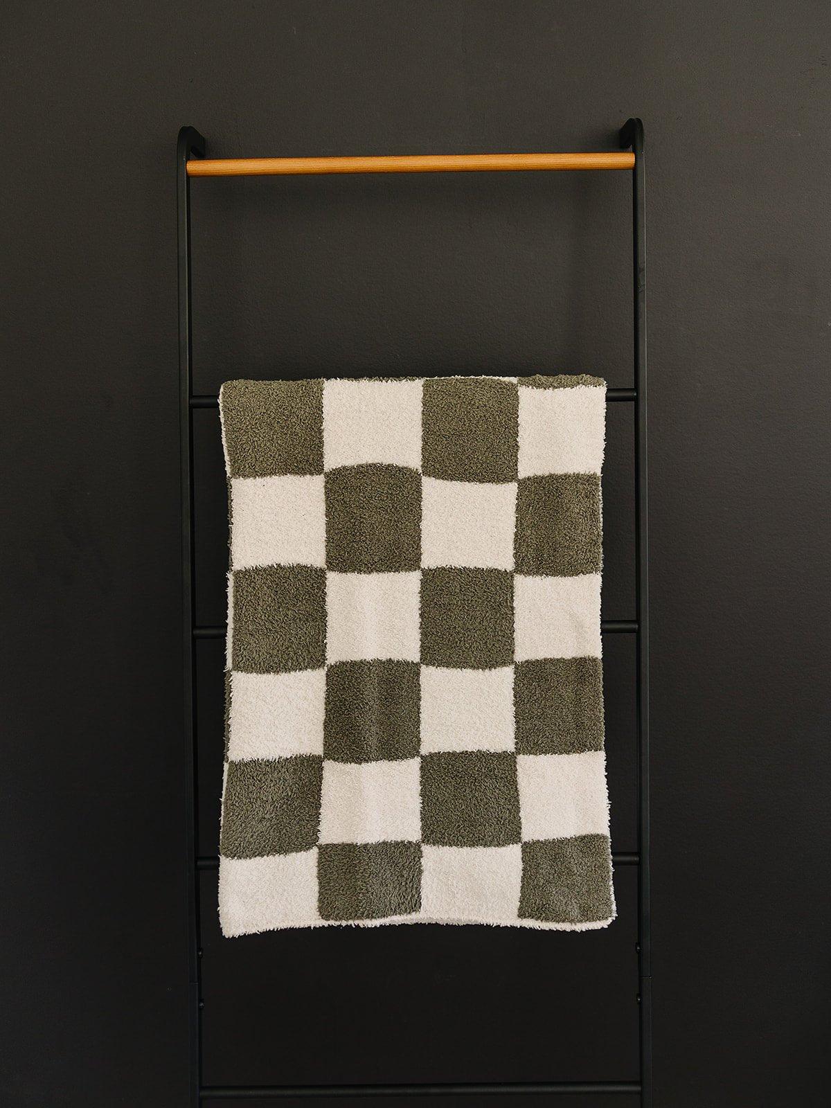 Green Checkered Plush Blanket - Little Joy Co.