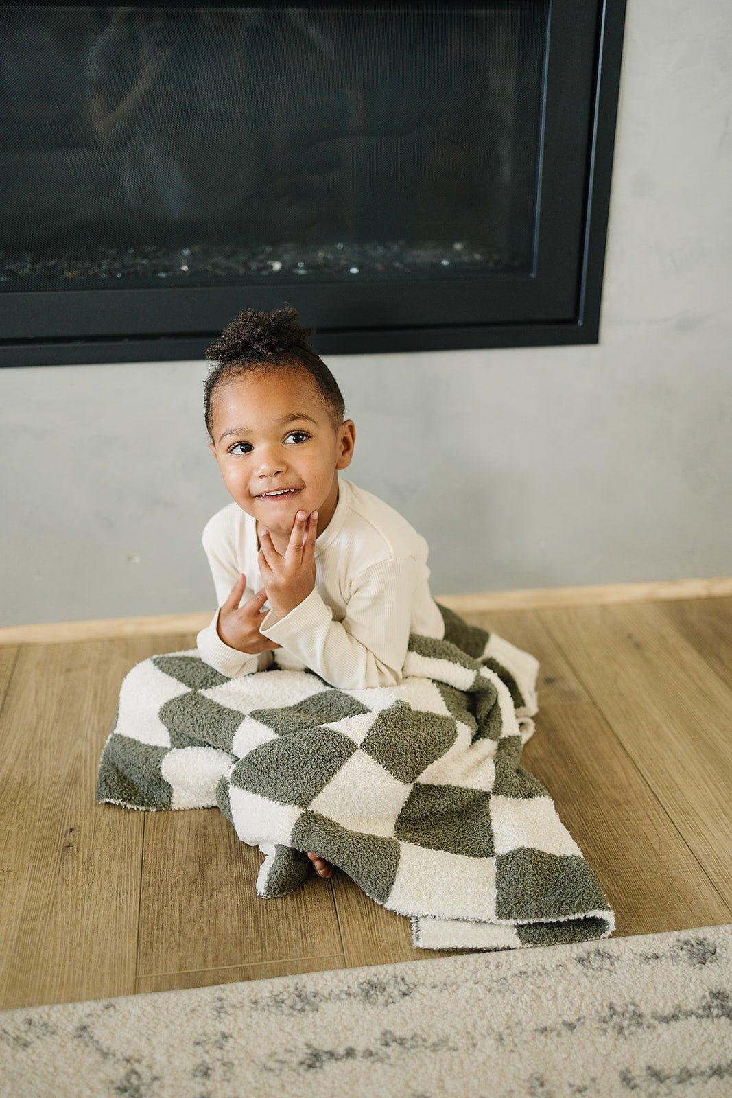 Green Checkered Plush Blanket - Little Joy Co.