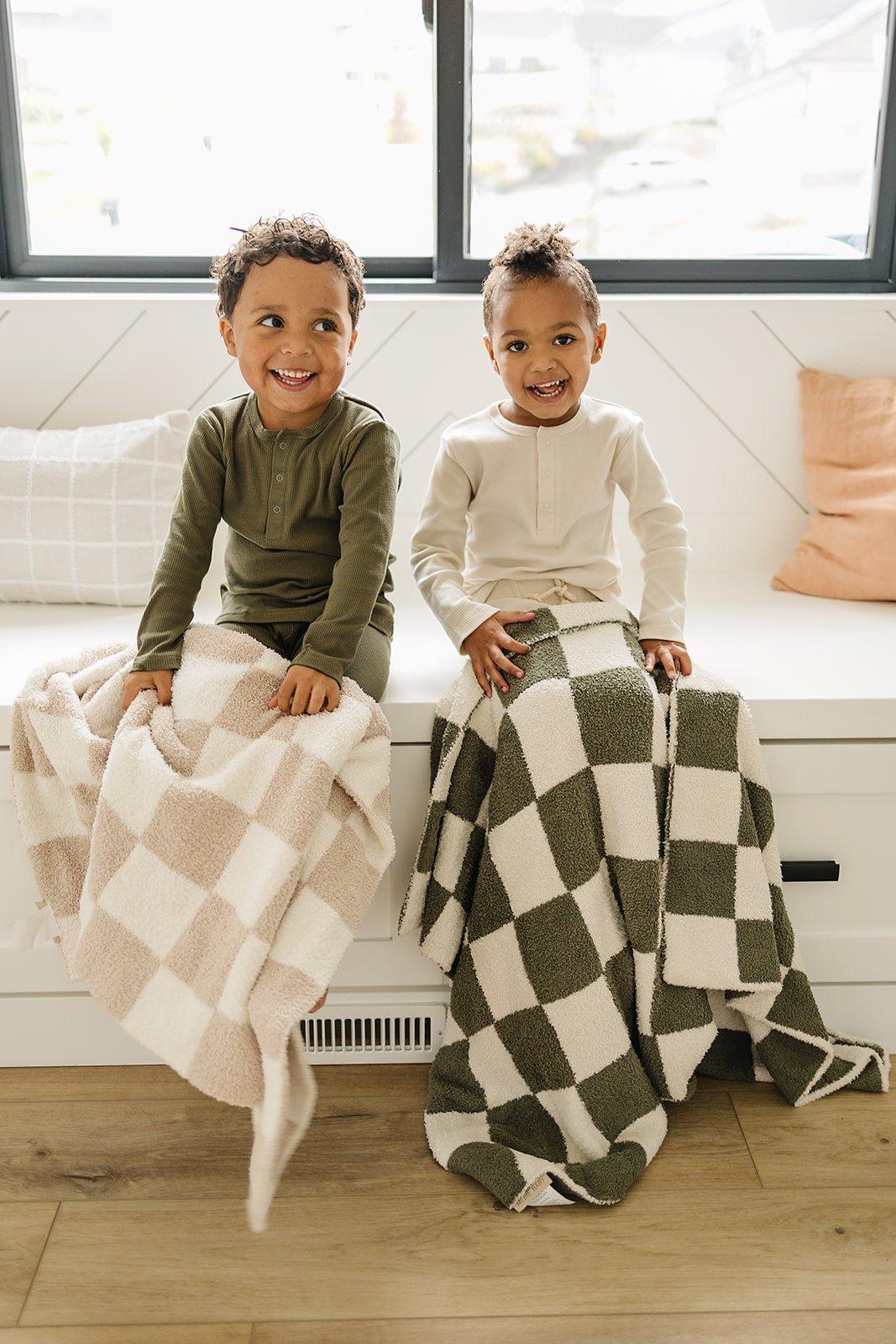 Green Checkered Plush Blanket - Little Joy Co.