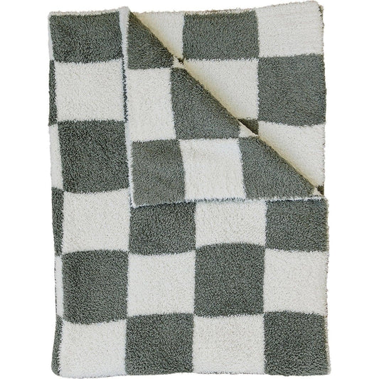 Green Checkered Plush Blanket - Little Joy Co.