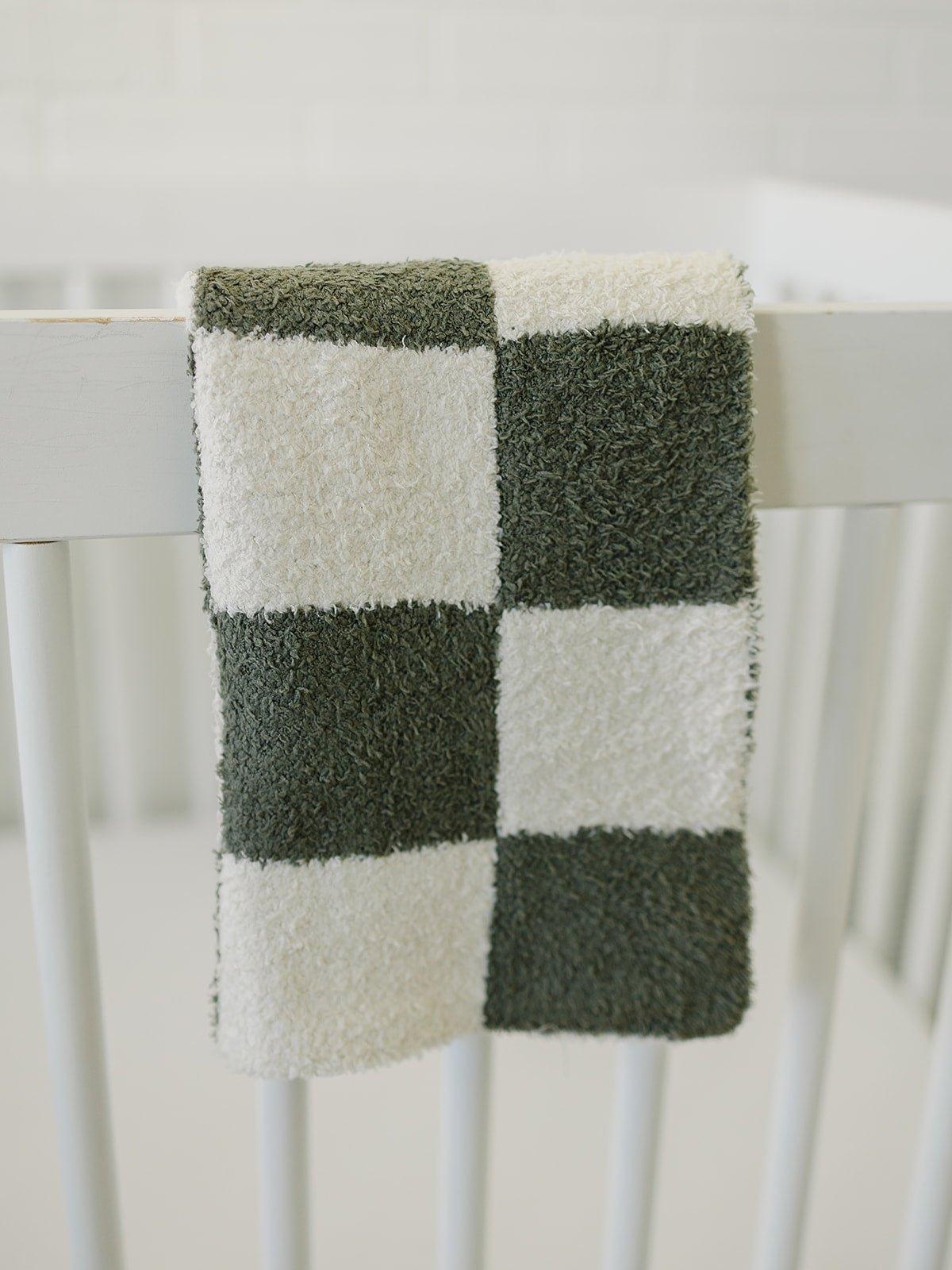 Green Checkered Plush Blanket - Little Joy Co.