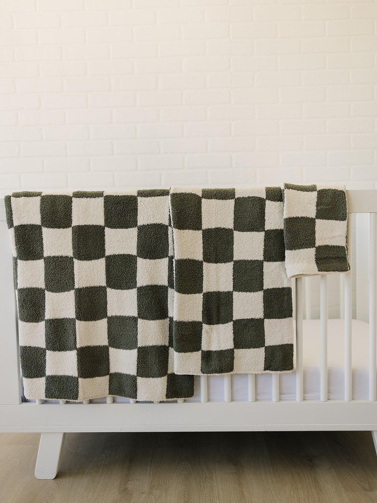 Green Checkered Plush Blanket - Little Joy Co.