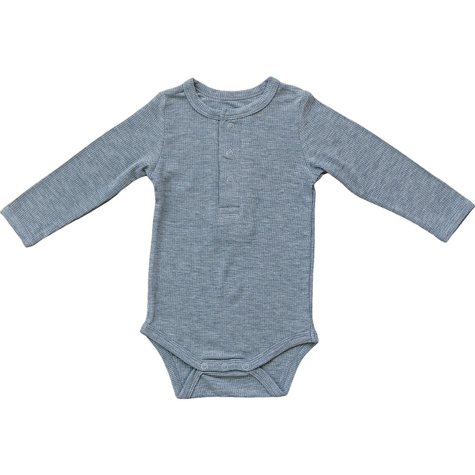 Heather Grey Bamboo Snap Long Sleeve Ribbed Bodysuit - Little Joy Co.