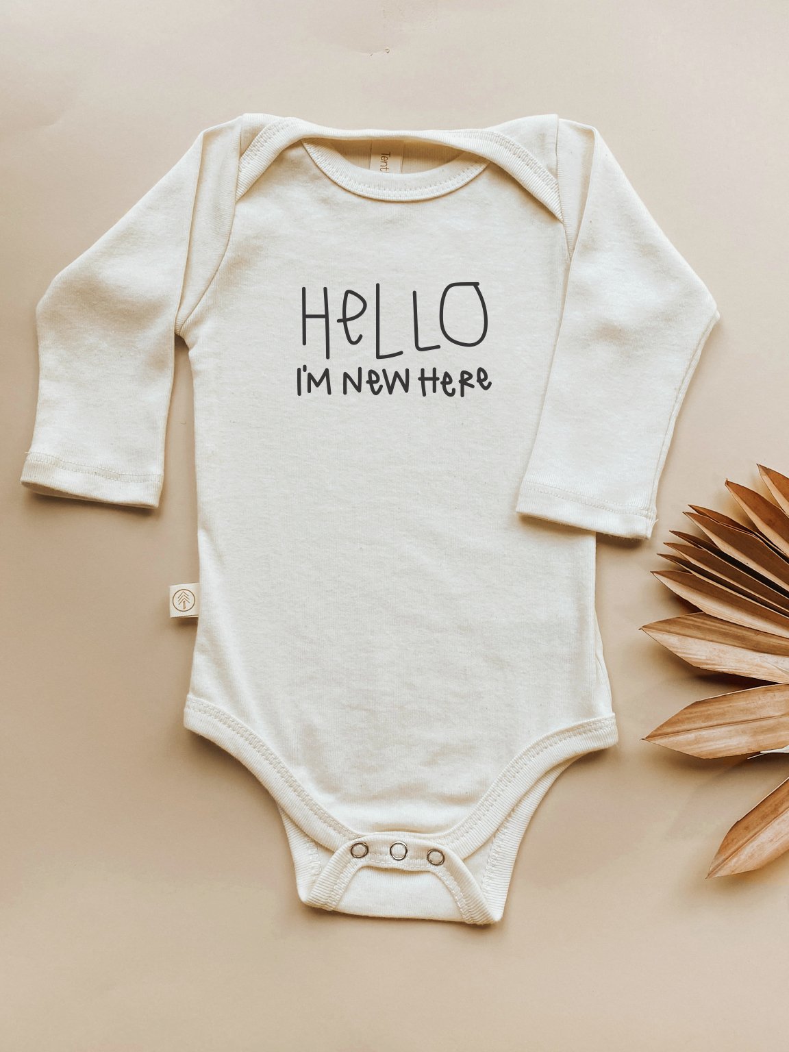 Hello I'm New Here - Long Sleeve Organic Baby Bodysuit