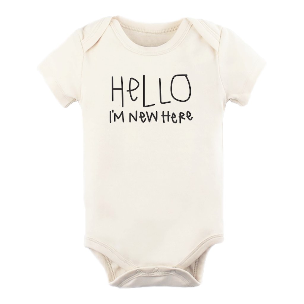 Hello I'm New Here - Organic Short Sleeve Baby Bodysuit