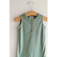 Super Soft Organic Cotton Henley Romper in Sage Green for Babies