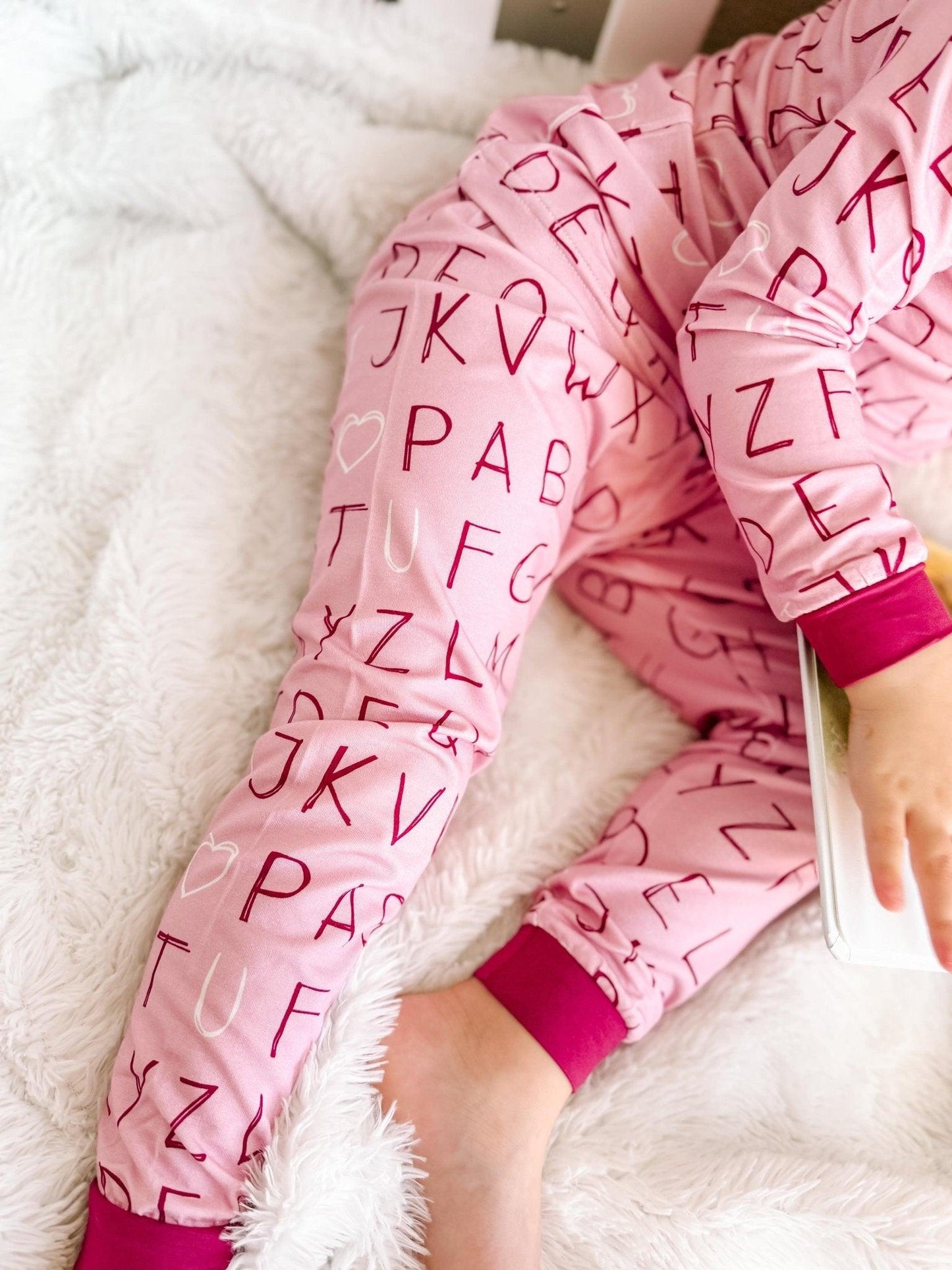 I <3 U ABC 2pc Bamboo Pajama Set - Berry - Little Joy Co.