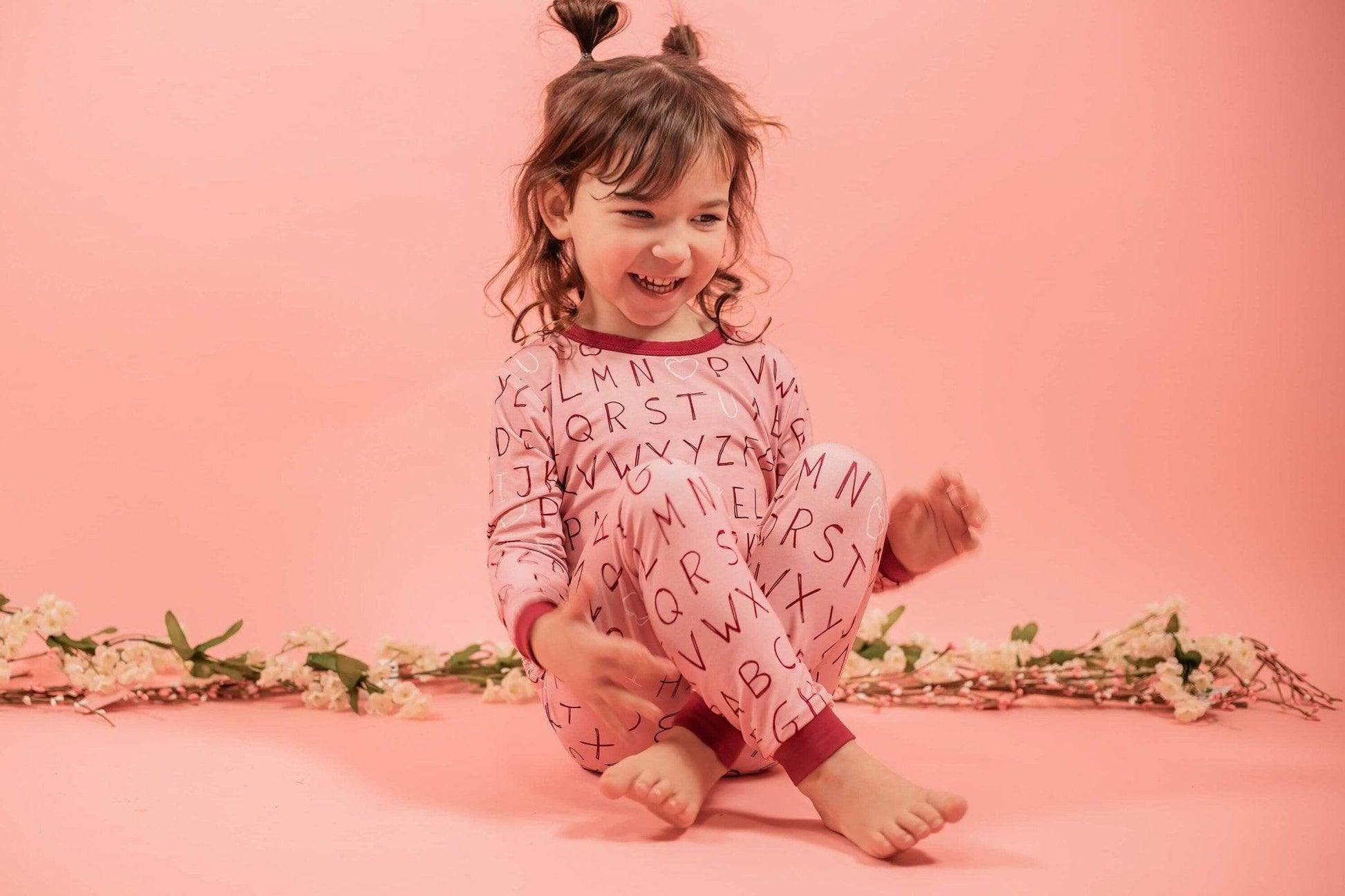 I <3 U ABC 2pc Bamboo Pajama Set - Berry - Little Joy Co.