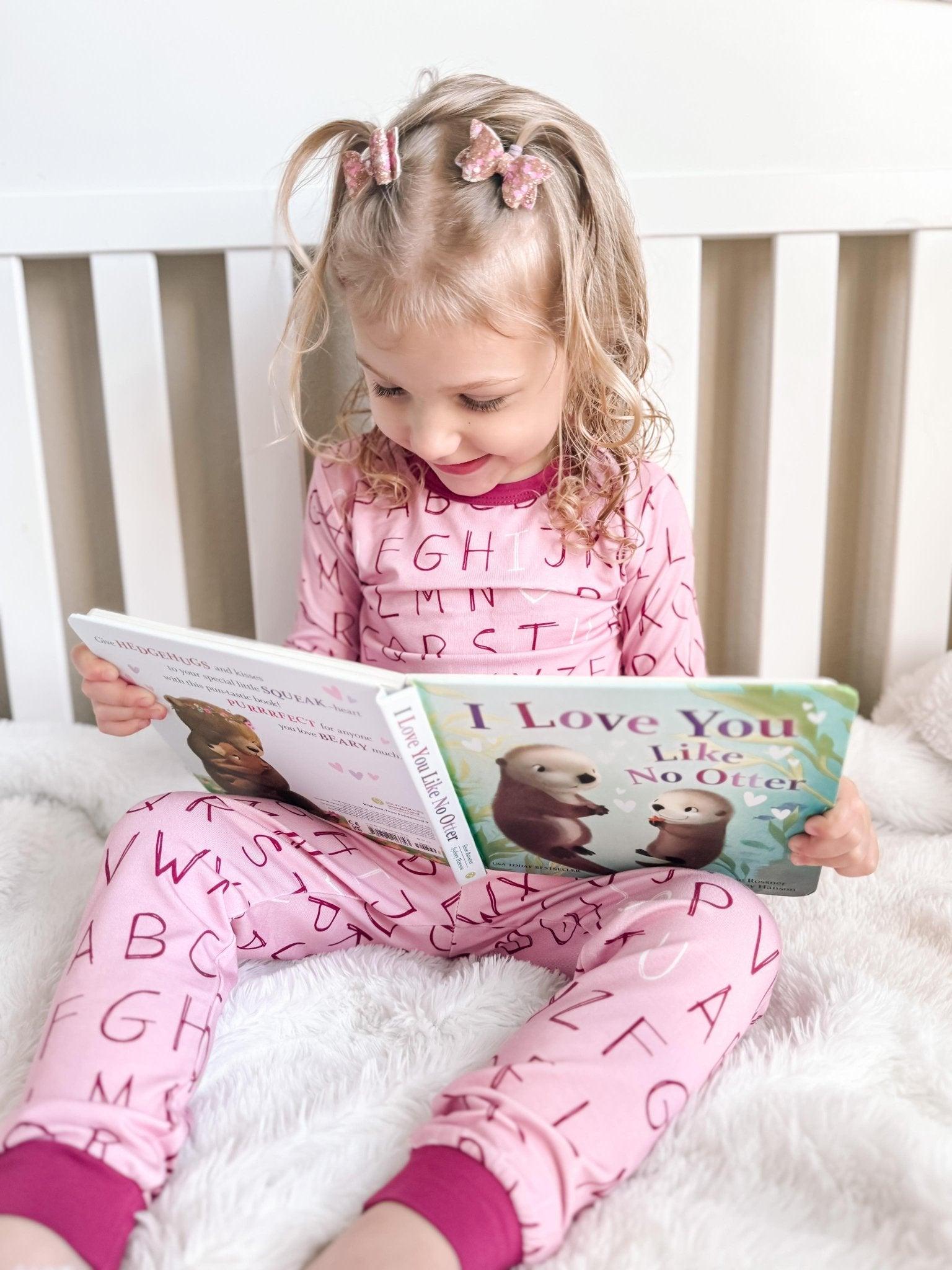 I <3 U ABC 2pc Bamboo Pajama Set - Berry - Little Joy Co.