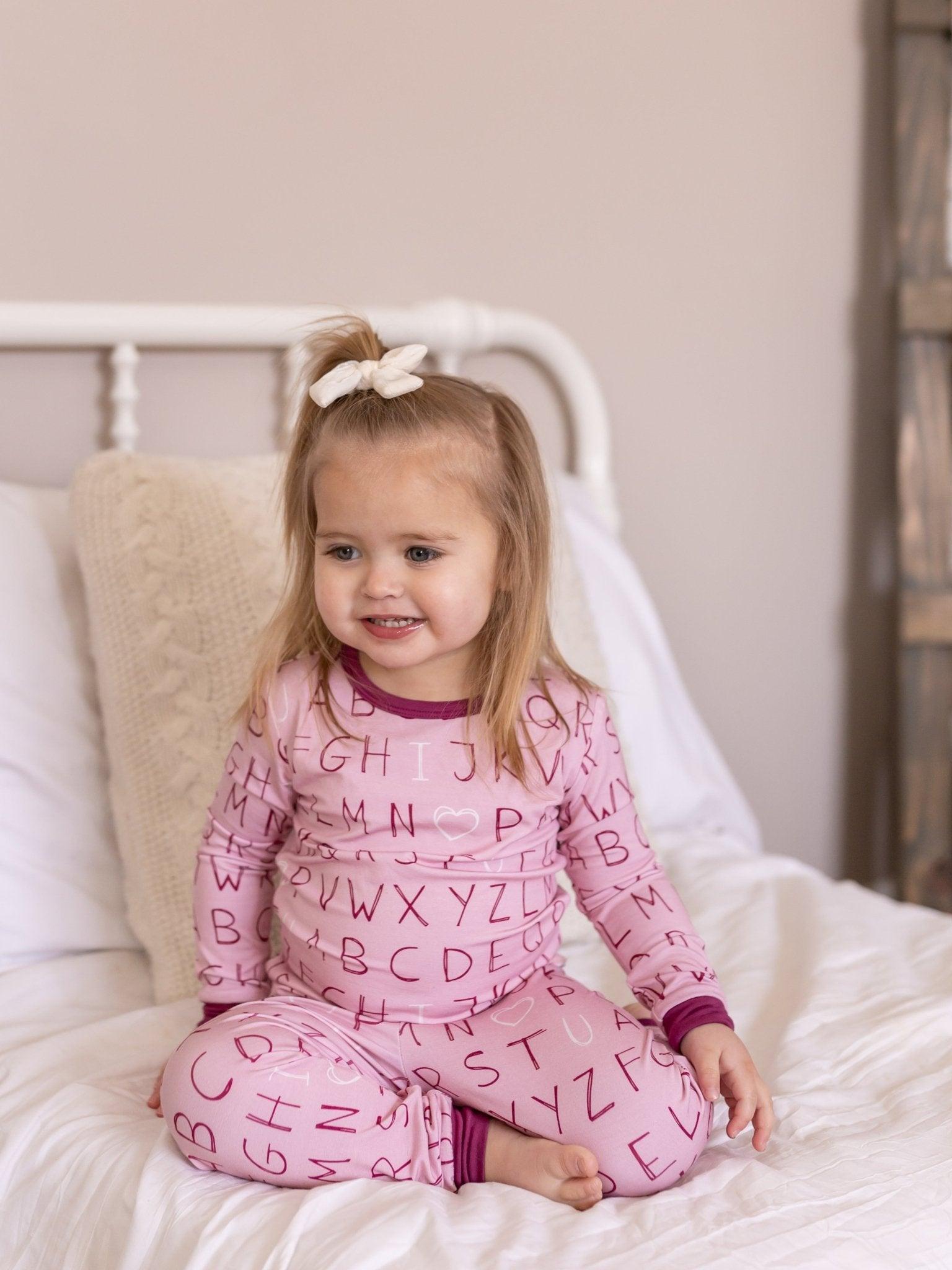 I <3 U ABC 2pc Bamboo Pajama Set - Berry - Little Joy Co.