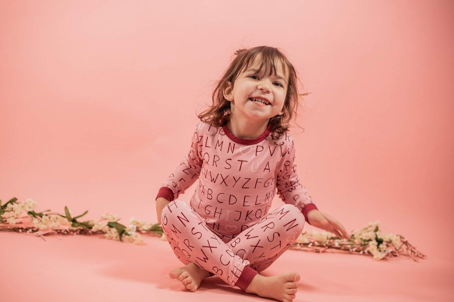 I <3 U ABC 2pc Bamboo Pajama Set - Berry - Little Joy Co.