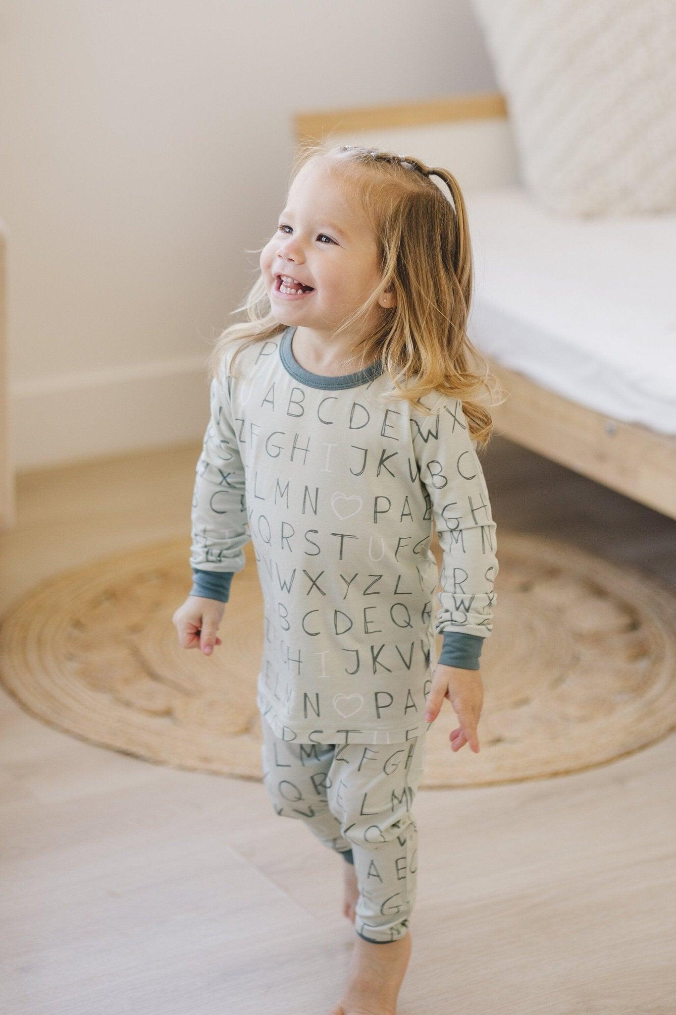 I <3 U ABC 2pc Bamboo Pajama Set - Green - Little Joy Co.