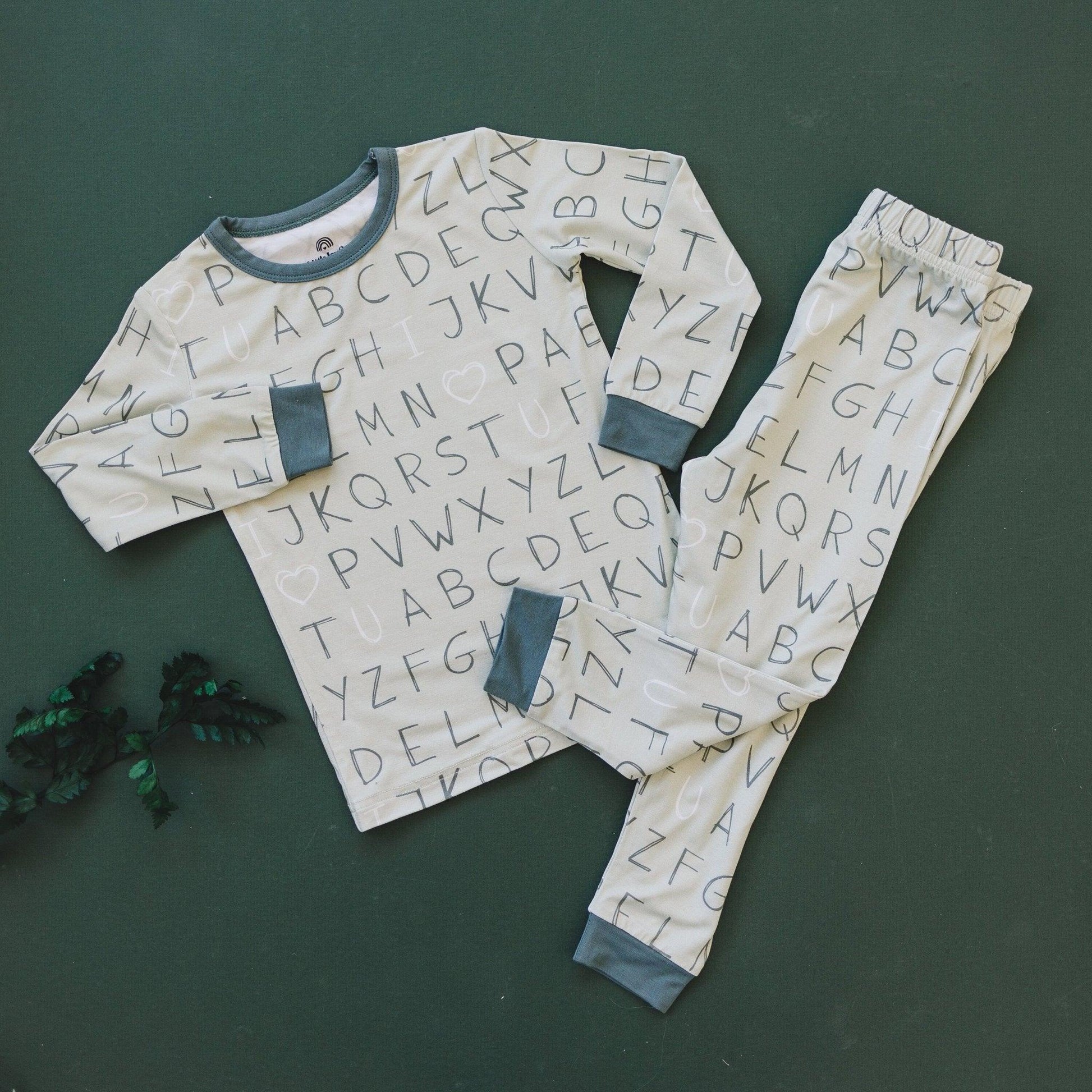 I <3 U ABC 2pc Bamboo Pajama Set - Green - Little Joy Co.