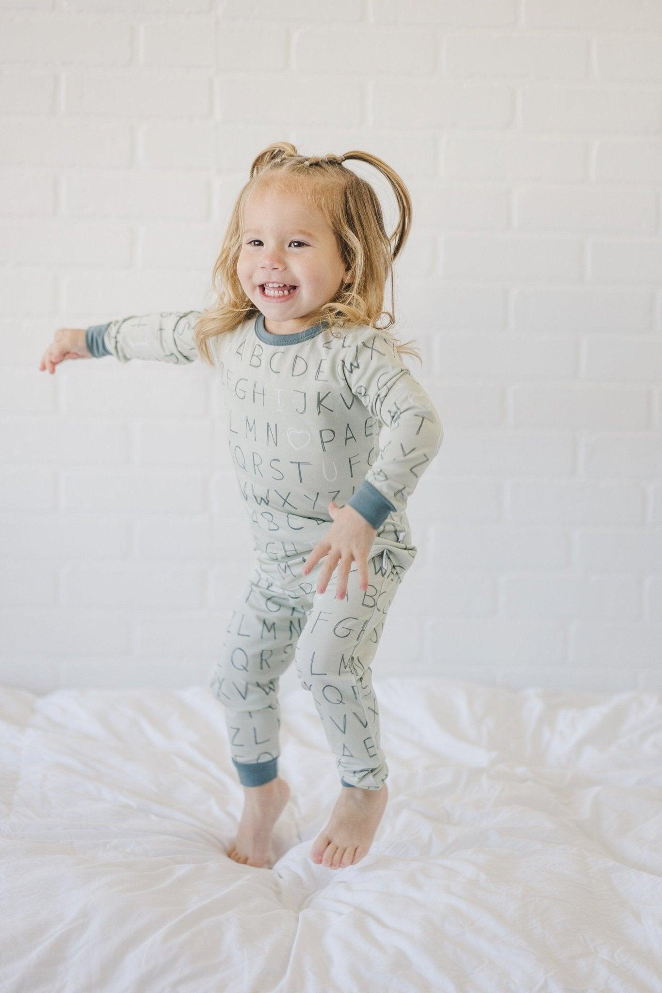 I <3 U ABC 2pc Bamboo Pajama Set - Green - Little Joy Co.