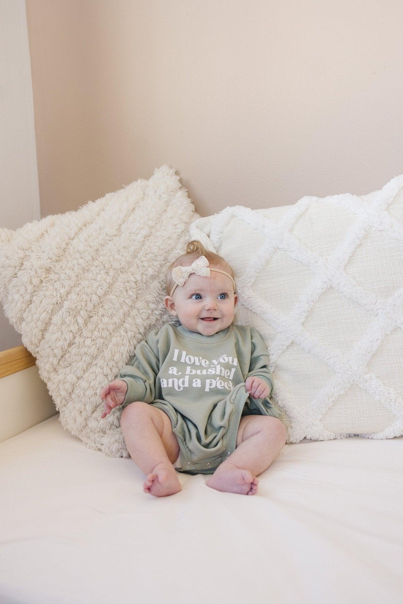 I Love You A Bushel and a Peck Sweatshirt Romper - more colors - Little Joy Co.