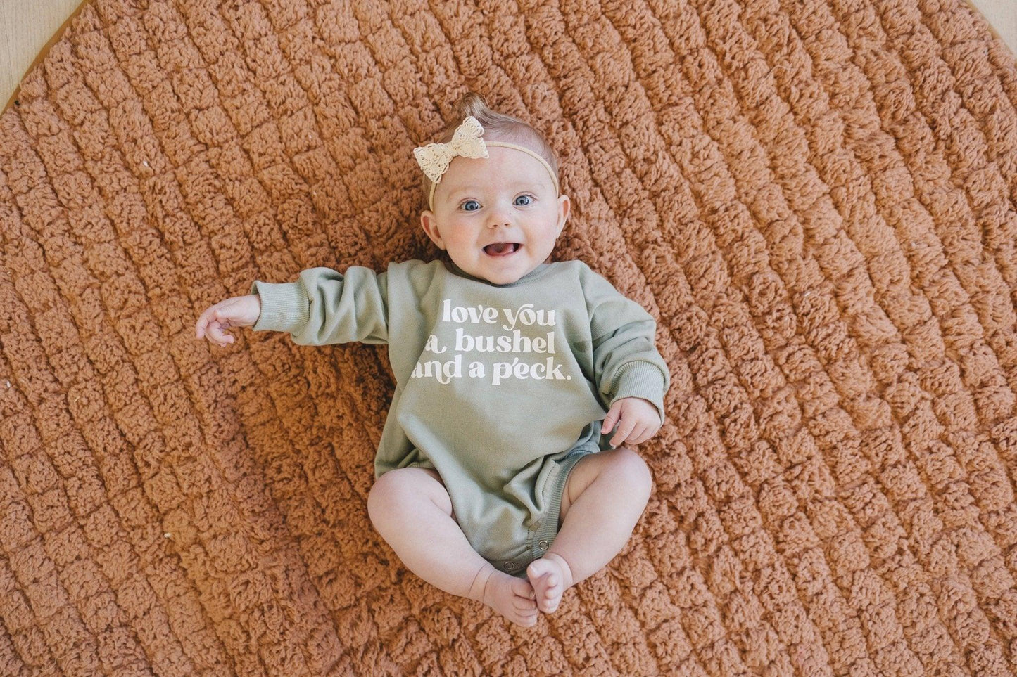 I Love You A Bushel and a Peck Sweatshirt Romper - more colors - Little Joy Co.