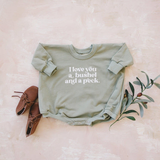 I Love You A Bushel and a Peck Sweatshirt Romper - more colors - Little Joy Co.