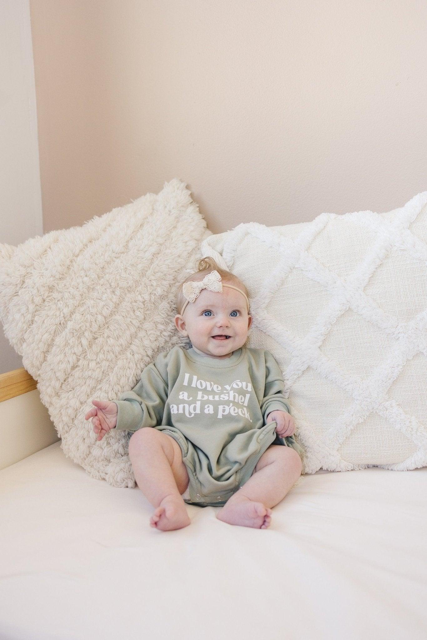 I Love You A Bushel and a Peck Sweatshirt Romper - more colors - Little Joy Co.