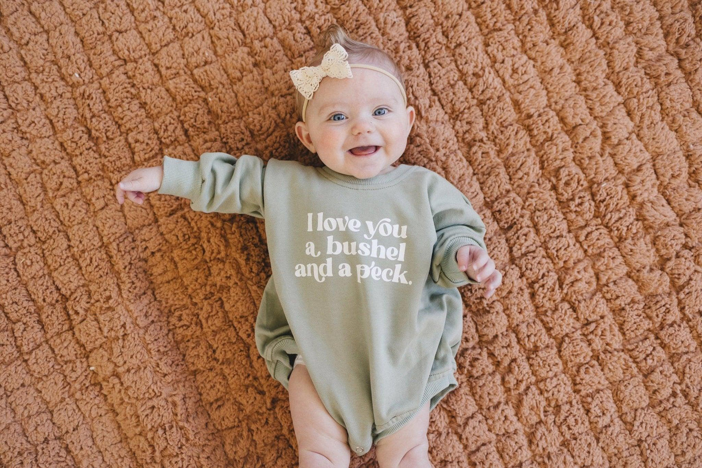 I Love You A Bushel and a Peck Sweatshirt Romper - more colors - Little Joy Co.