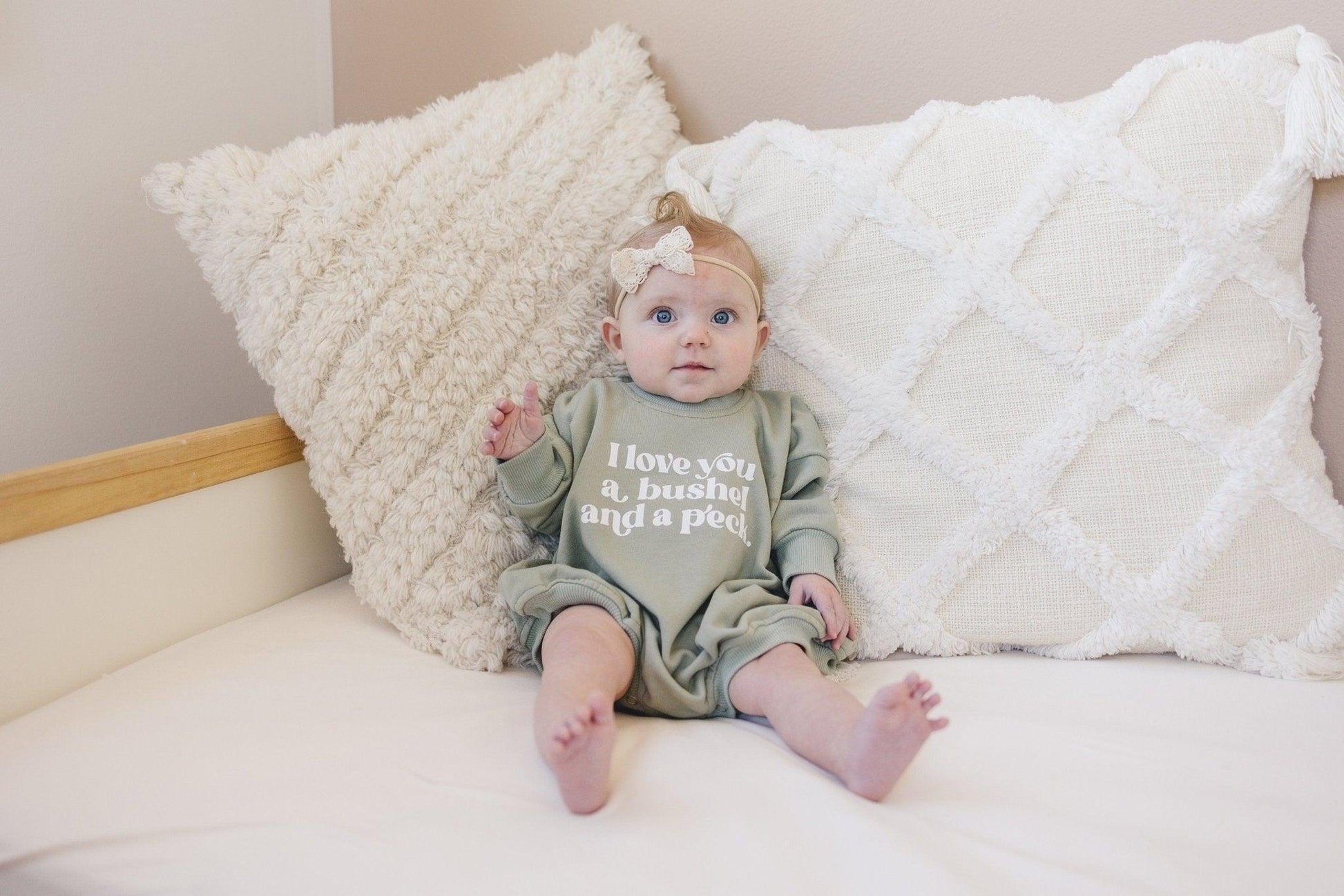 I Love You A Bushel and a Peck Sweatshirt Romper - more colors - Little Joy Co.