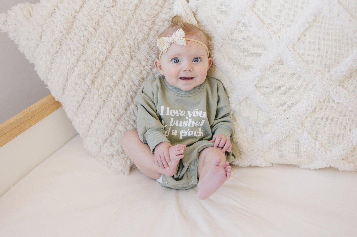 I Love You A Bushel and a Peck Sweatshirt Romper - more colors - Little Joy Co.